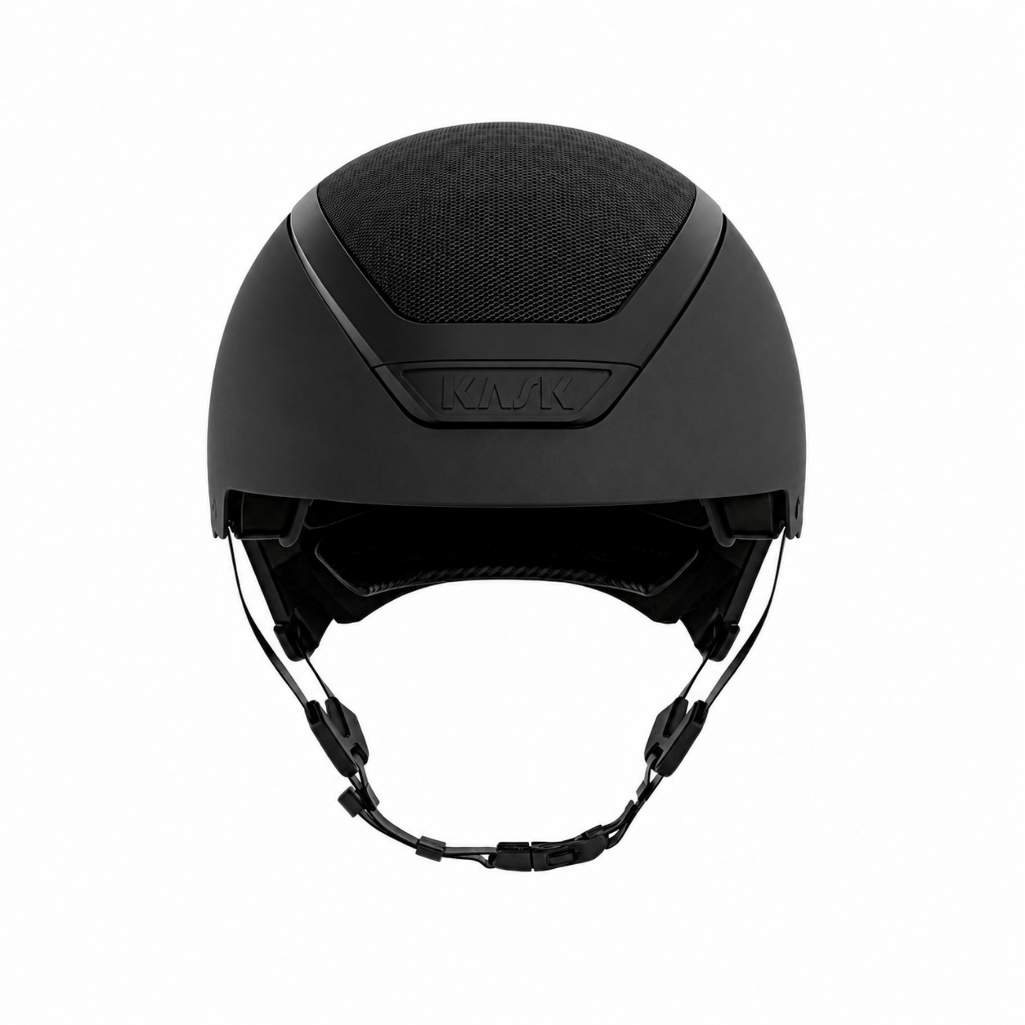 A matte black KASK Dogma cross country riding helmet shown from the front against a plain white background.