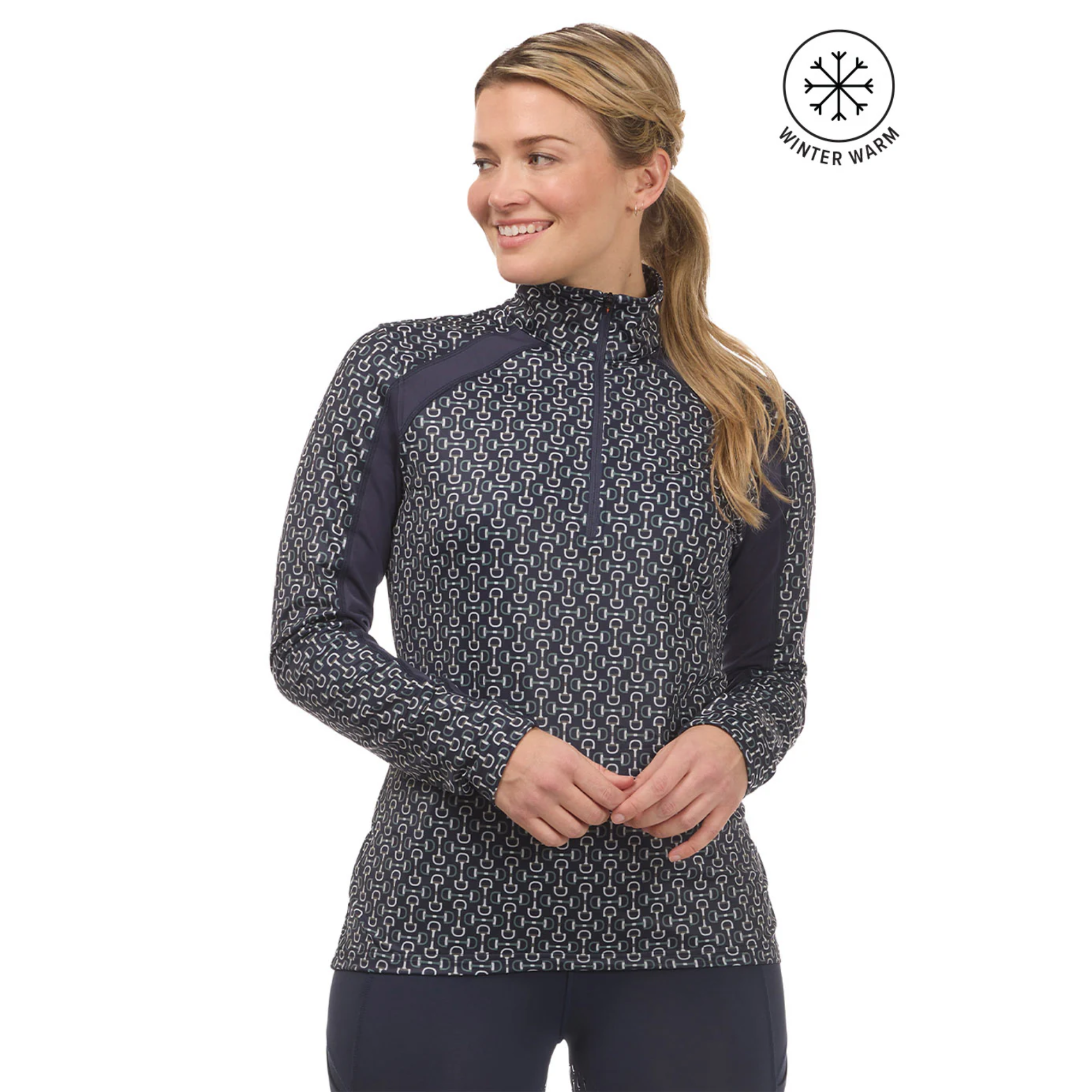 Kerrits First Level Quarter Zip Stretch Fleece Tech Top, Galaxy Blue Bit of Color