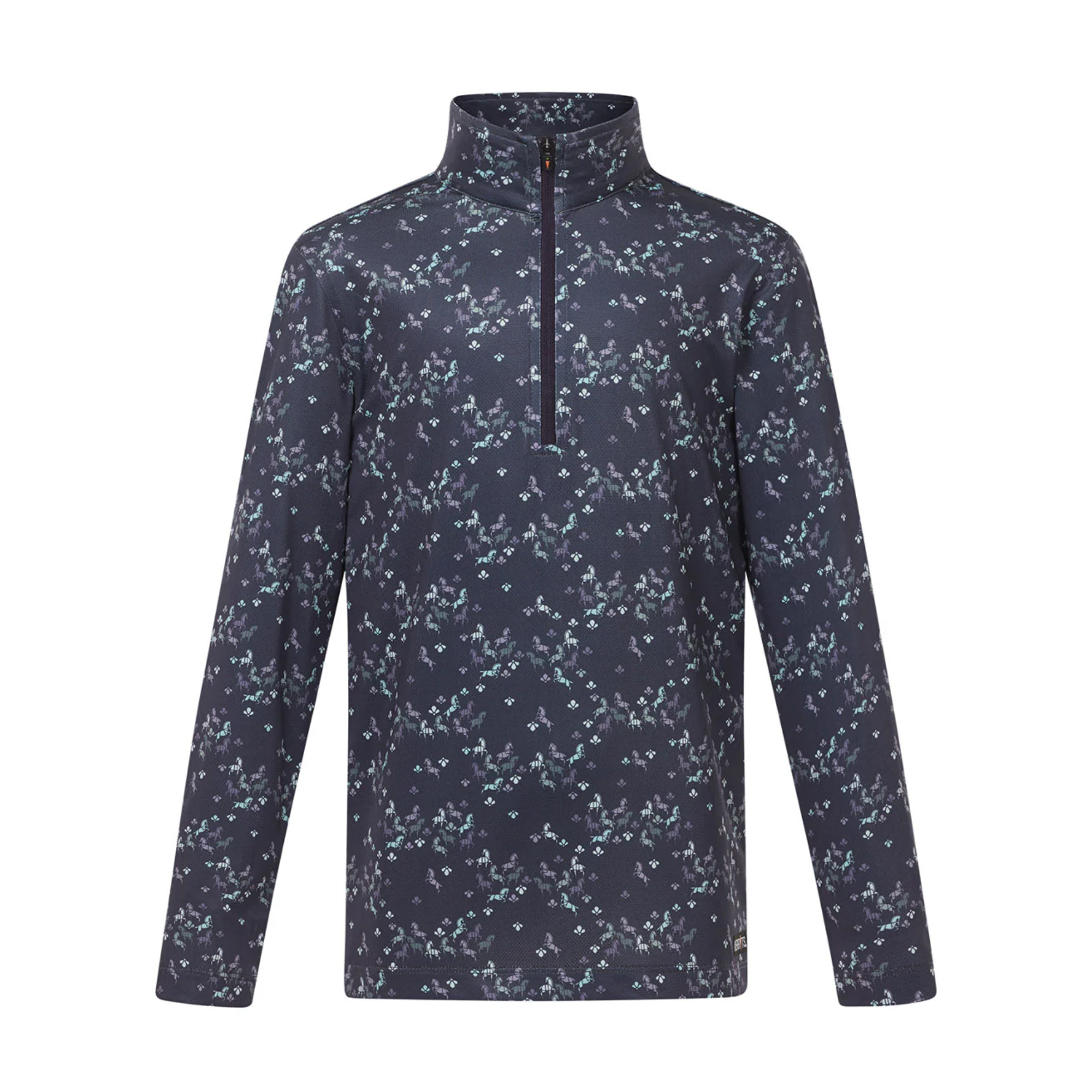 Kerrits Kids In the Zone Coolcore® Long Sleeve Riding Shirt, Plumnoir Happy Herds