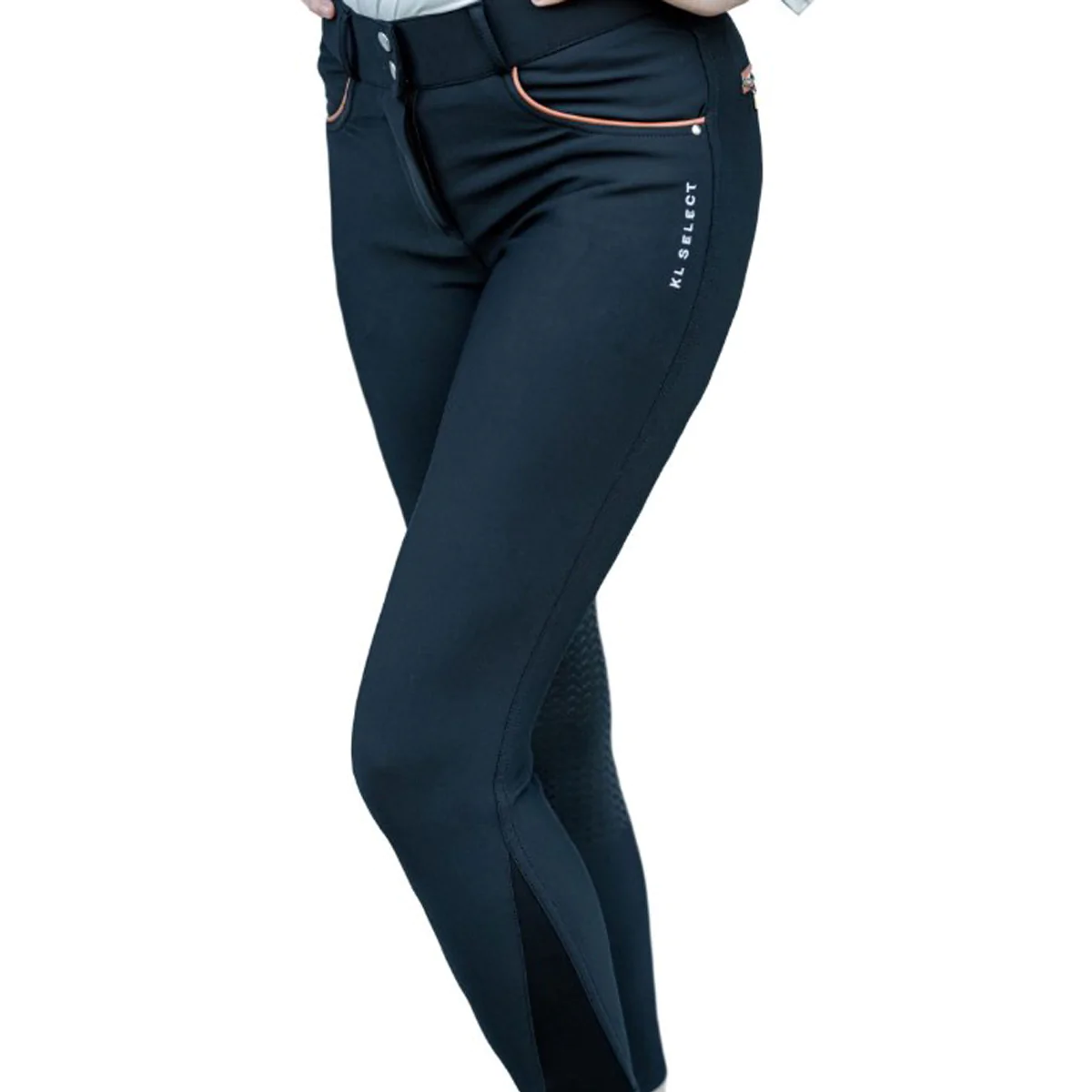 KL Select Gabrielle Knee Patch Breeches, Black/Cognac