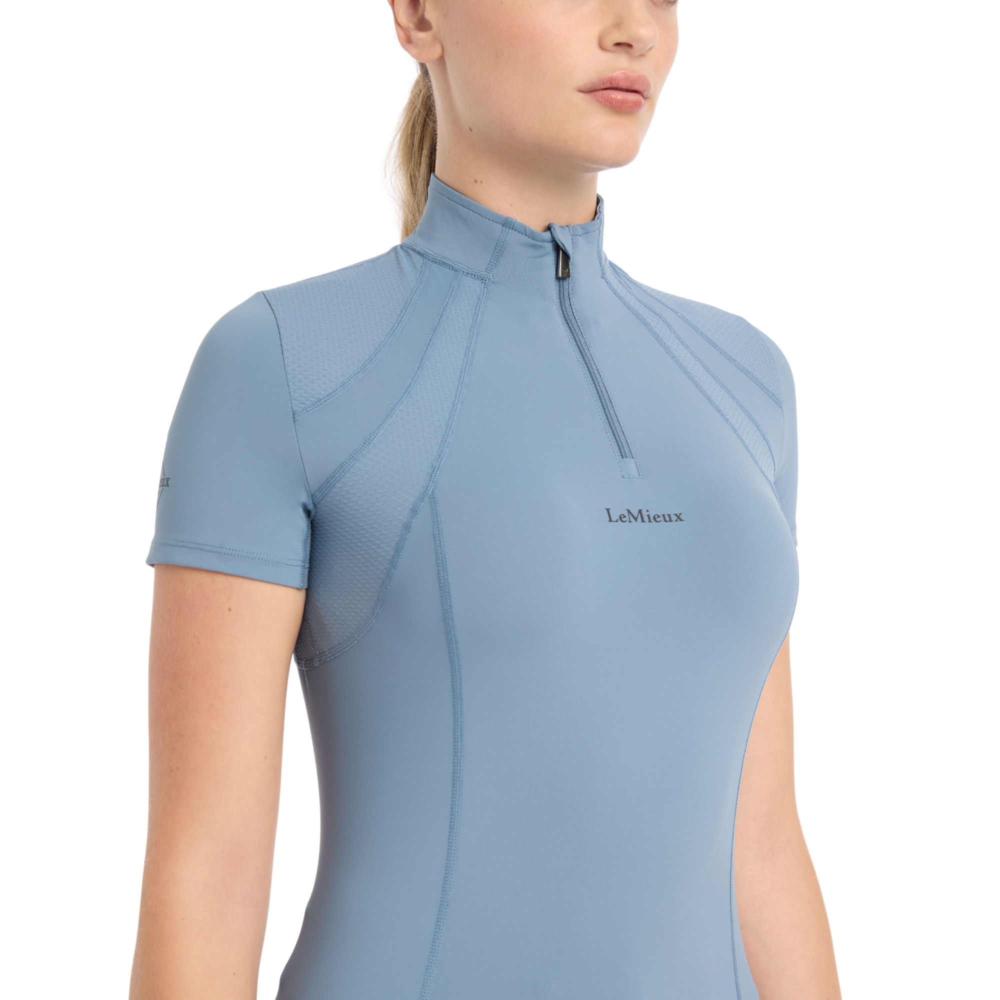 LeMieux Mia Mesh Short Sleeve Base Layer, Ice Blue