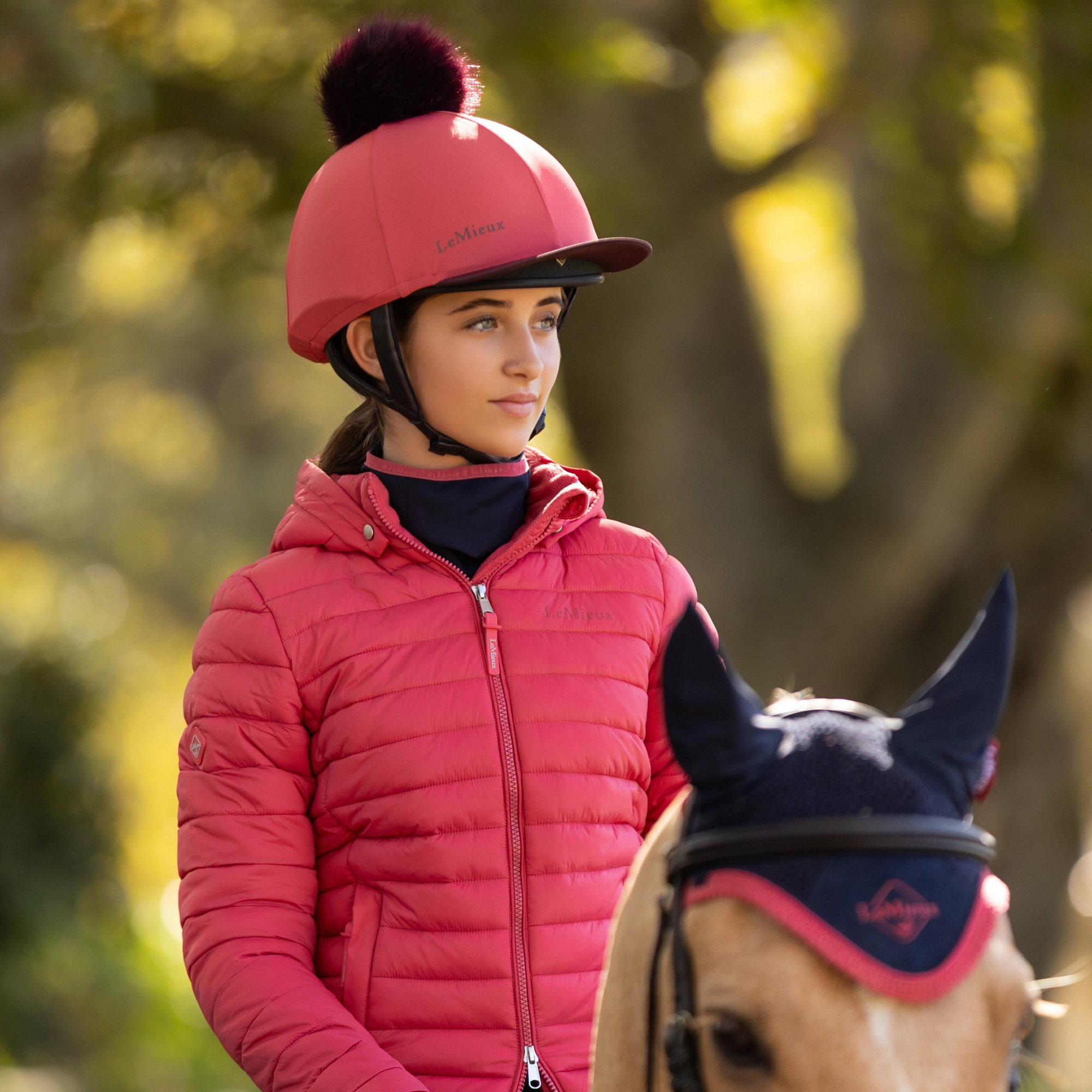 LeMieux Classique Pom Hat Silk, Cranberry