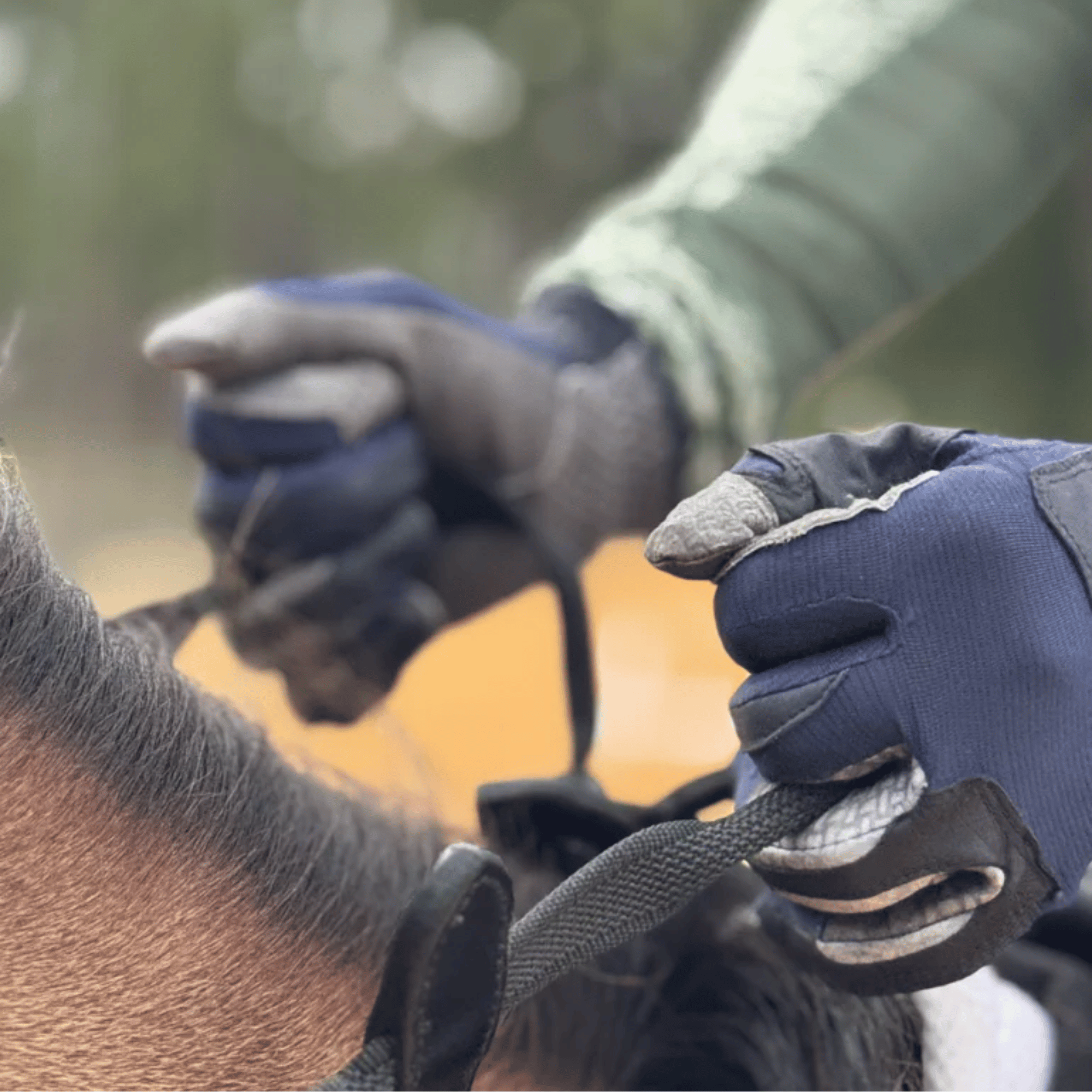 Correct Connect Oil-Tac Copper Tech Leather Premium Riding Gloves, Navy