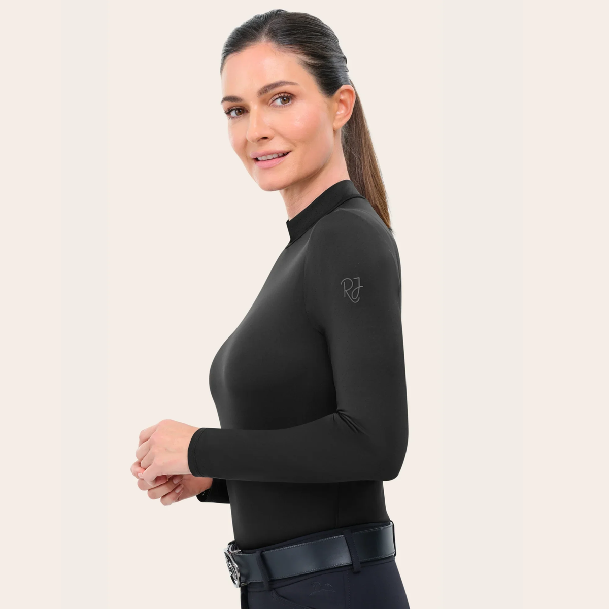 R.J. Classics Jemma Mock Neck Shirt, Black