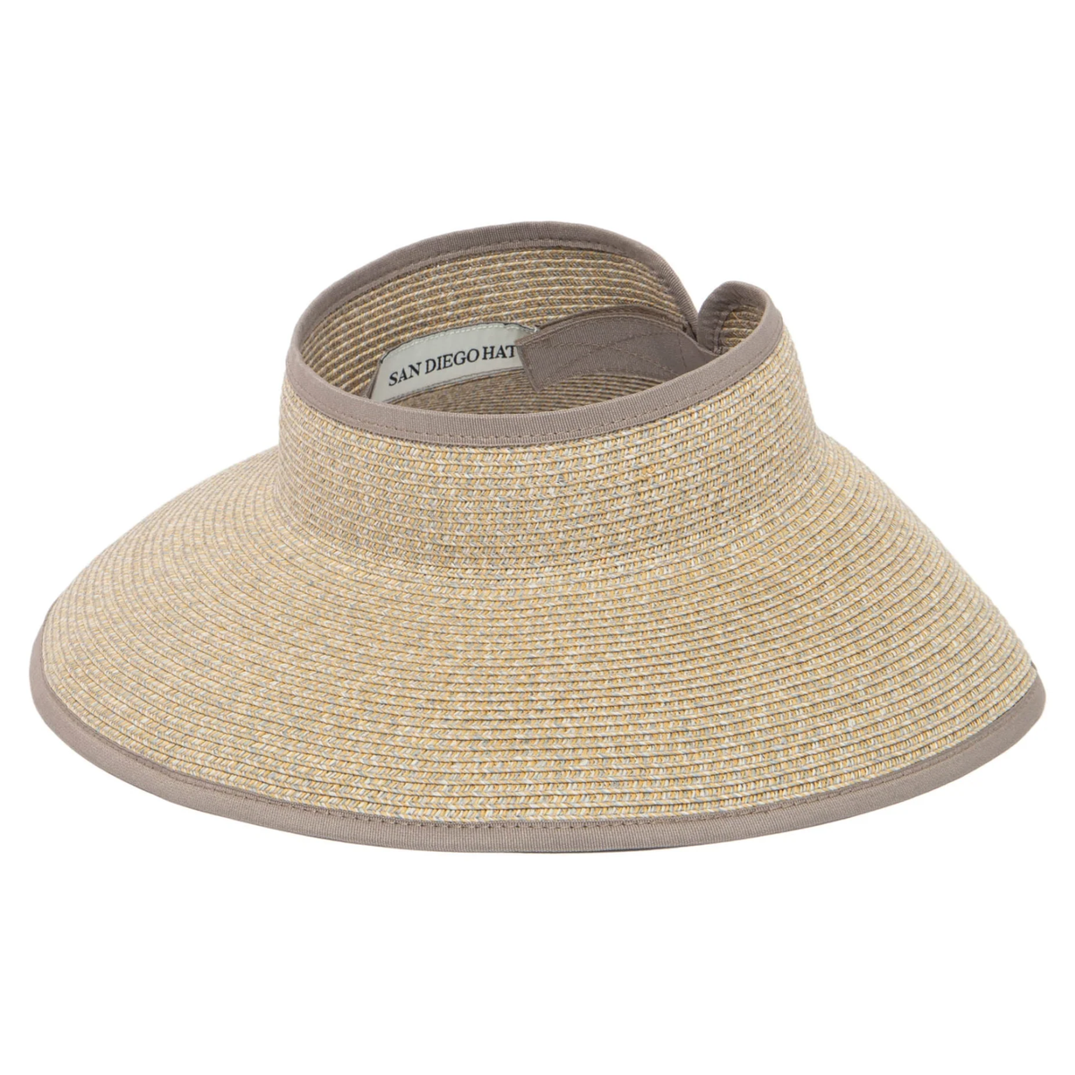 San Diego Hat Company Signature Ultrabraid Large Brim Visor, Grey/Tan