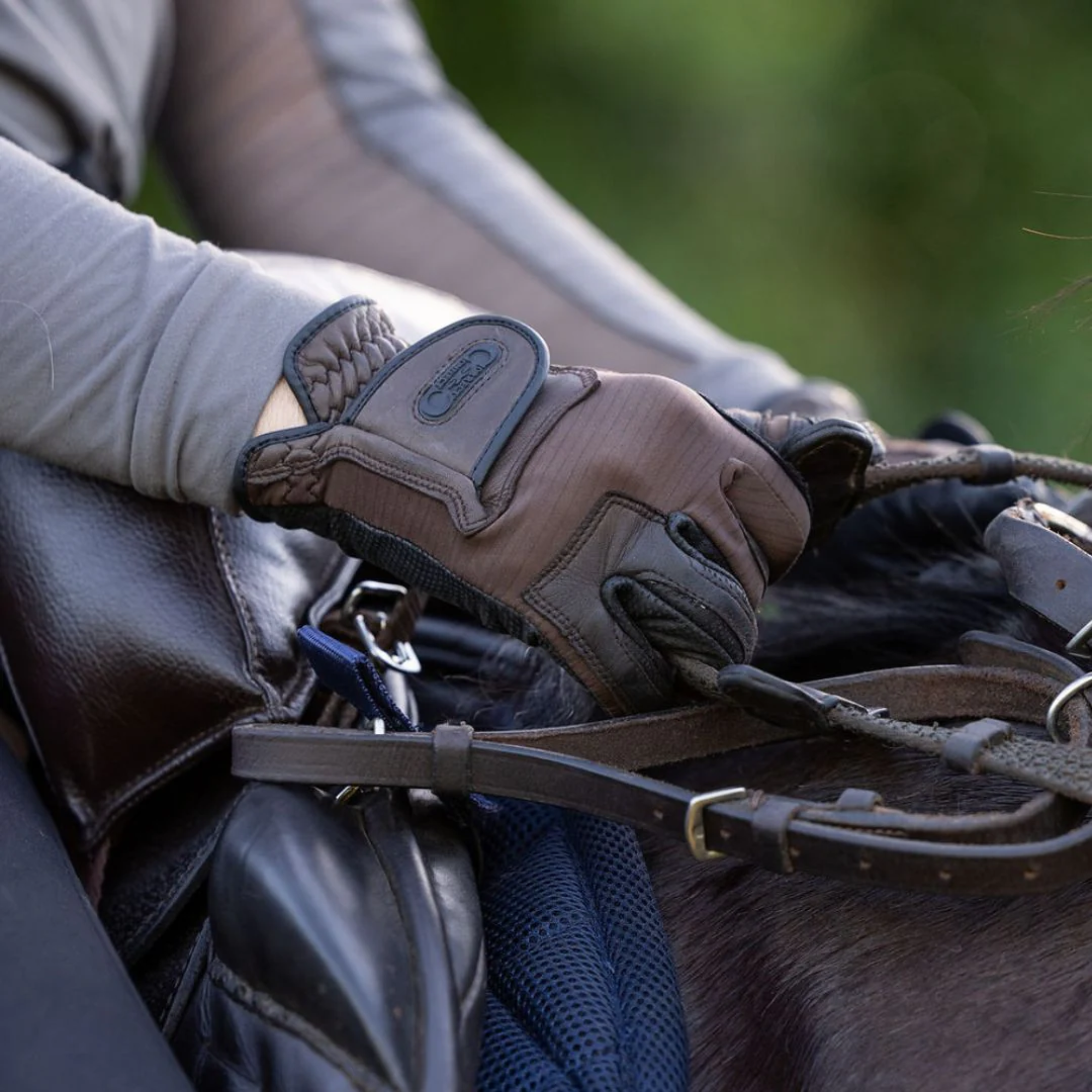 Correct Connect Tackified Copper Tech Leather Premium Riding Gloves, Brown