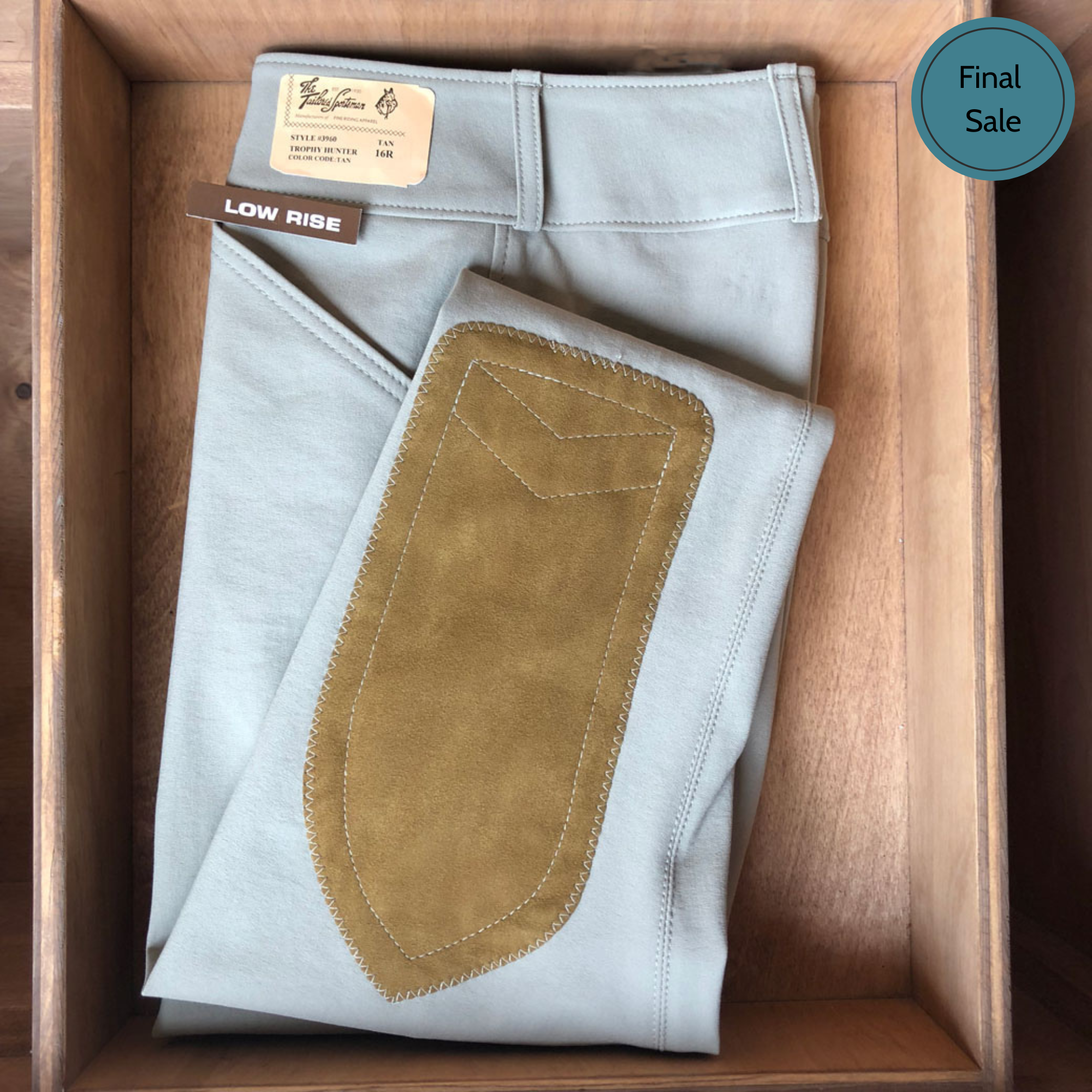 Tailored Sportsman Girls Trophy Hunter, Low Rise Front Zip Breech, Tan