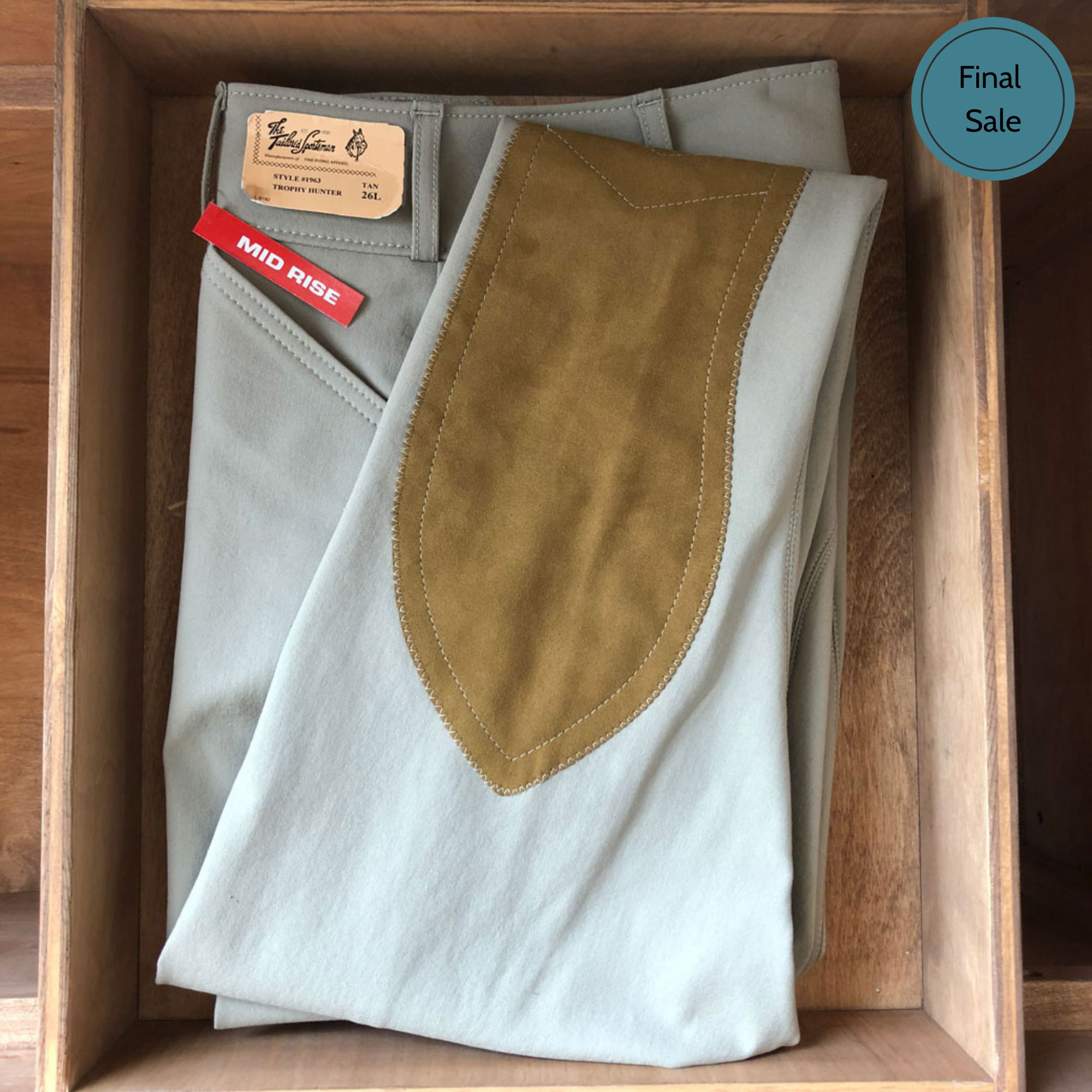 Tailored Sportsman Trophy Hunter, Mid Rise Front Zip Breech, Tan