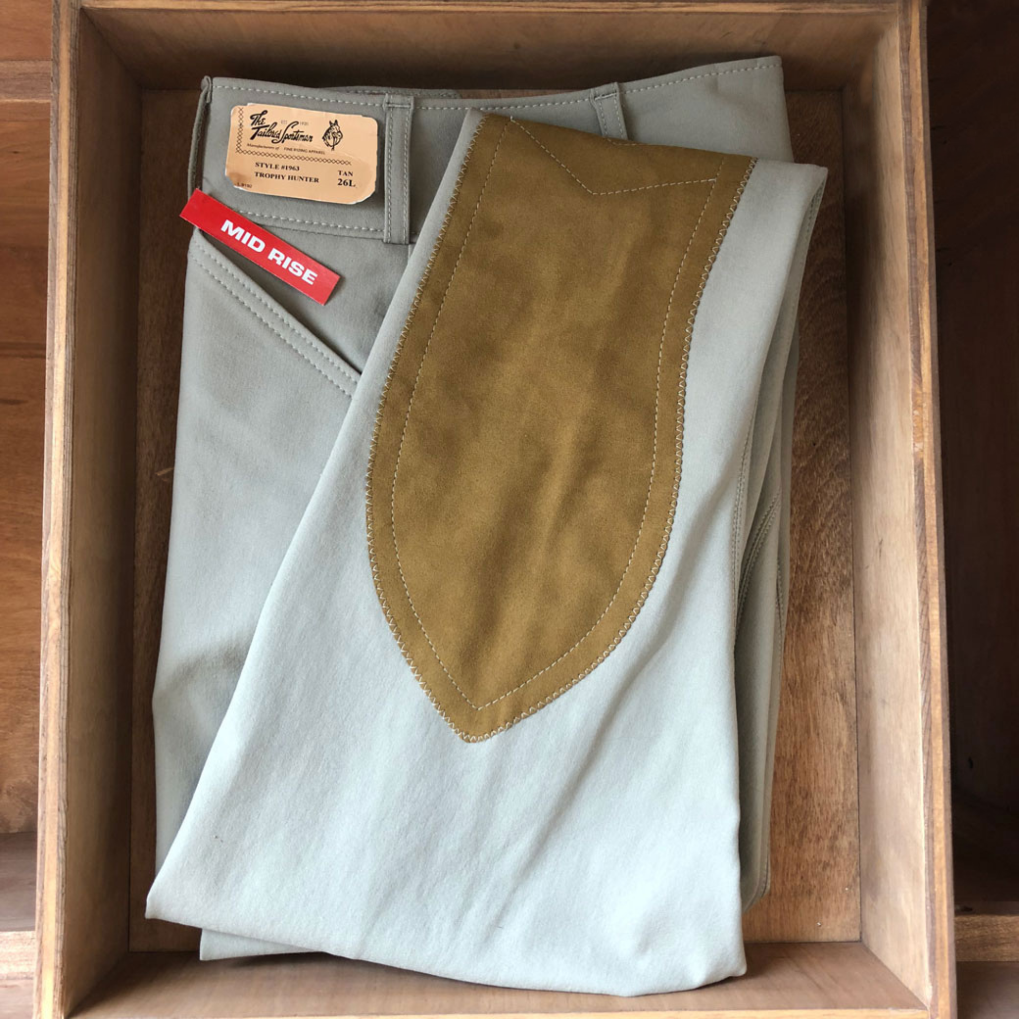 Tailored Sportsman Trophy Hunter, Mid Rise Front Zip Breech, Tan