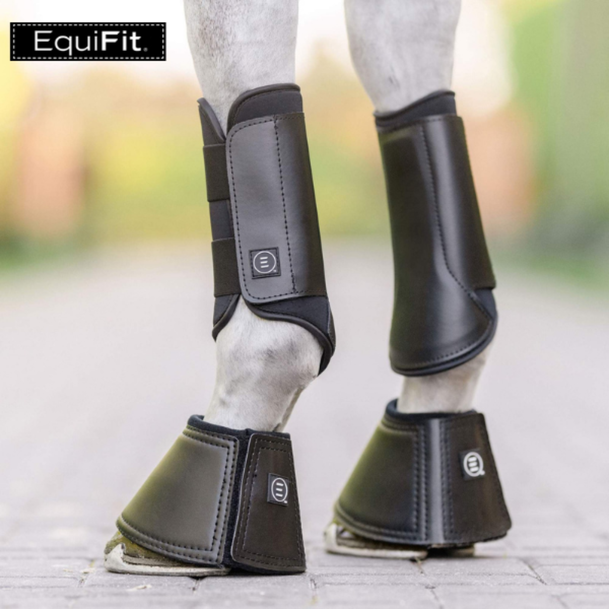 A pair of EquiFit Essential EveryDay Front Boots on a horse&
