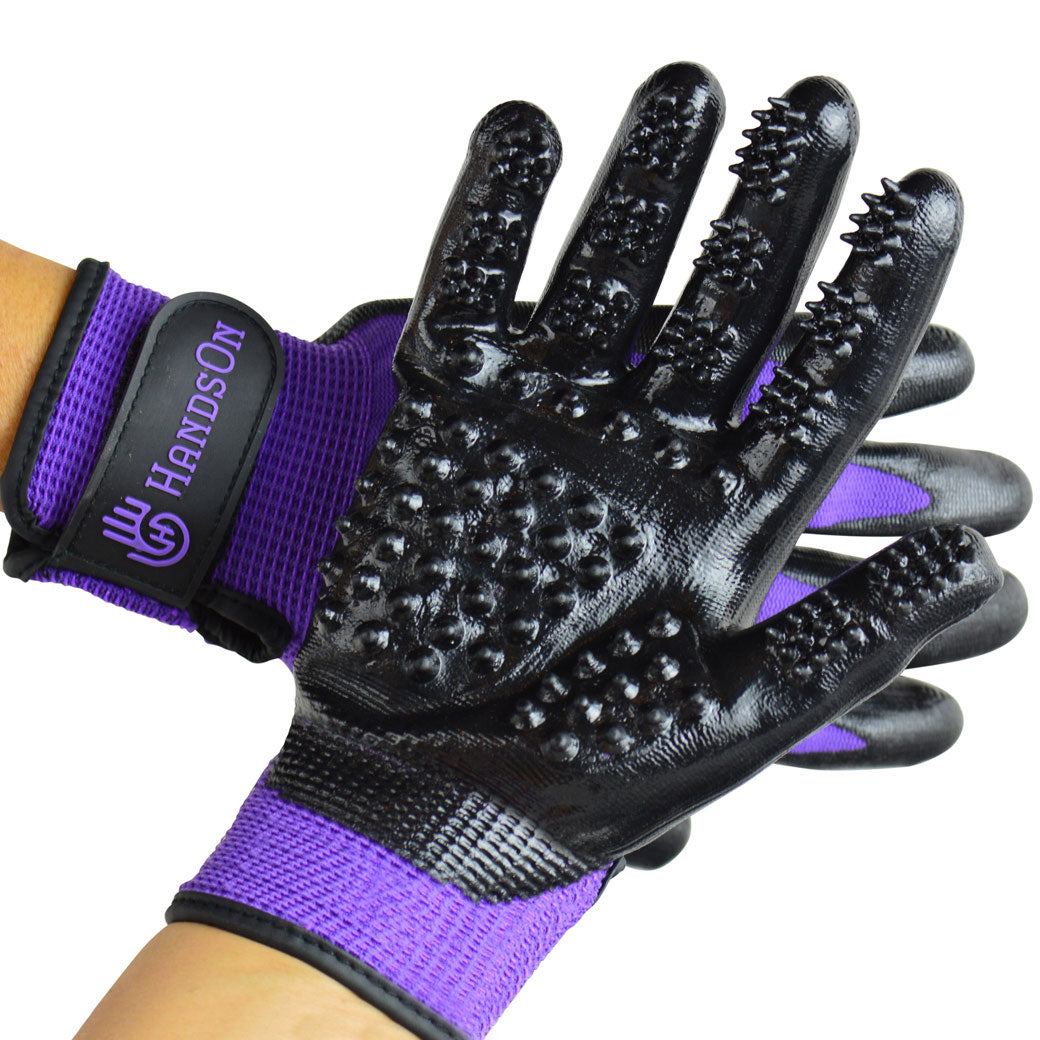 HandsOn Grooming Gloves, Purple