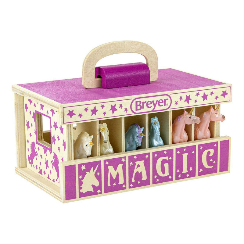 Breyer Stablemates Unicorn Magic Wooden Carry Stable with Unicorns