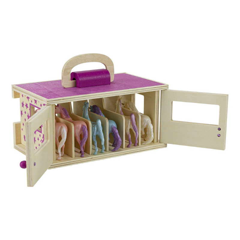Breyer Stablemates Unicorn Magic Wooden Carry Stable with Unicorns