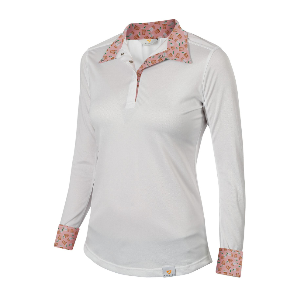 Aubrion Ladies Wrap Collar Show Shirt, Iced Coffee