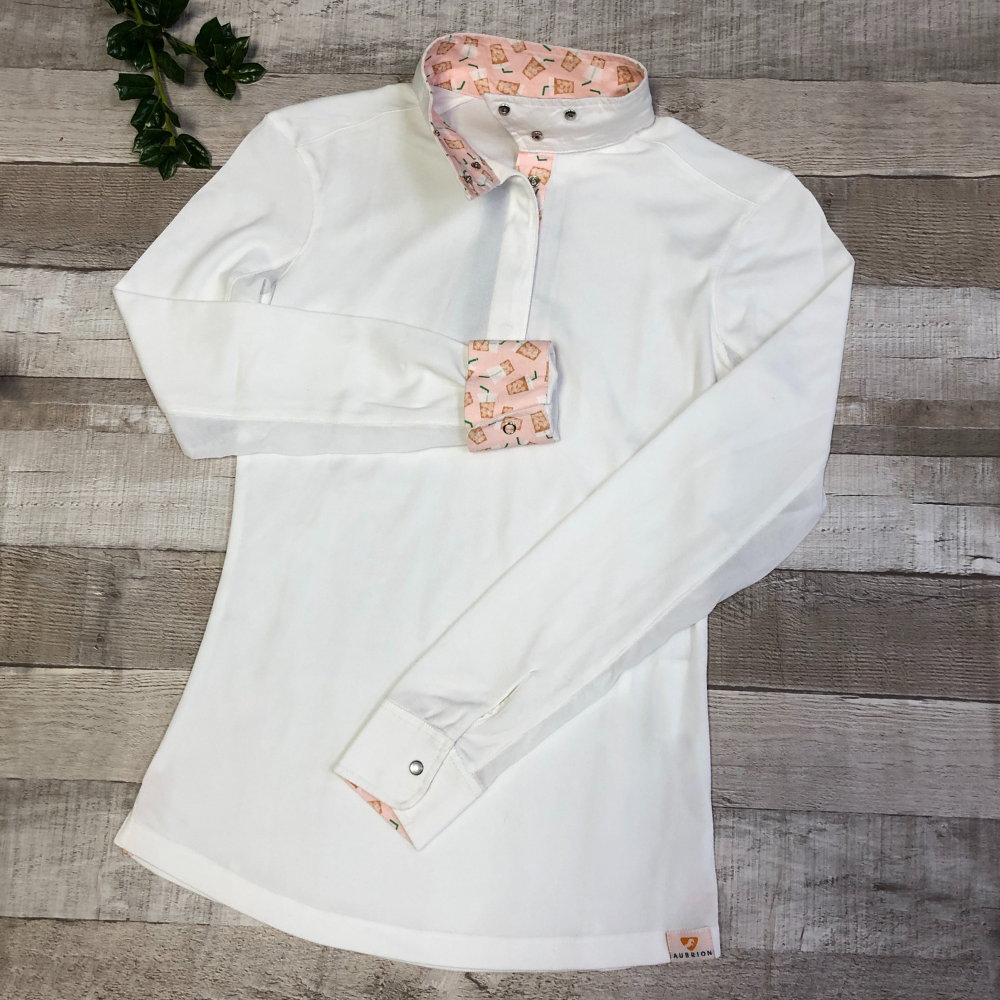 Aubrion Ladies Wrap Collar Show Shirt, Iced Coffee