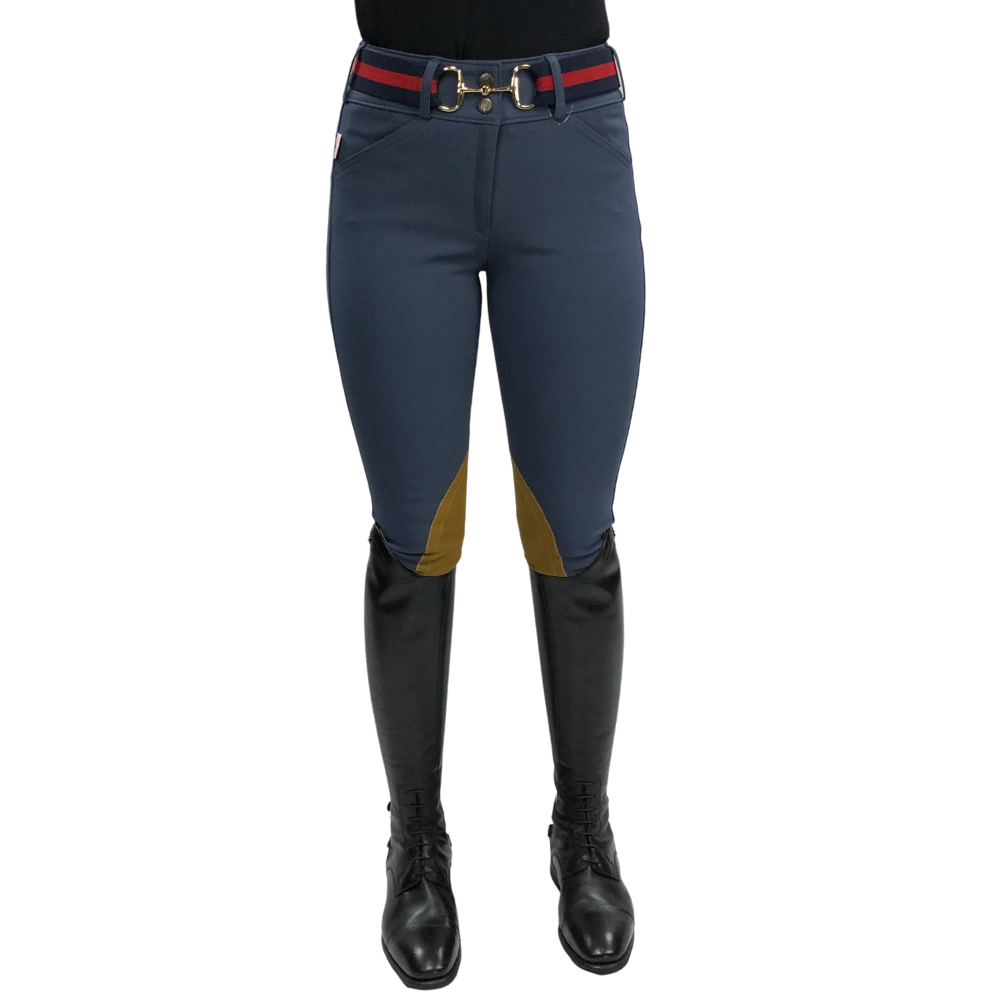 Tailored Sportsman Trophy Hunter, Low Rise Front Zip Boot Sock Breech, French Blue/Tan