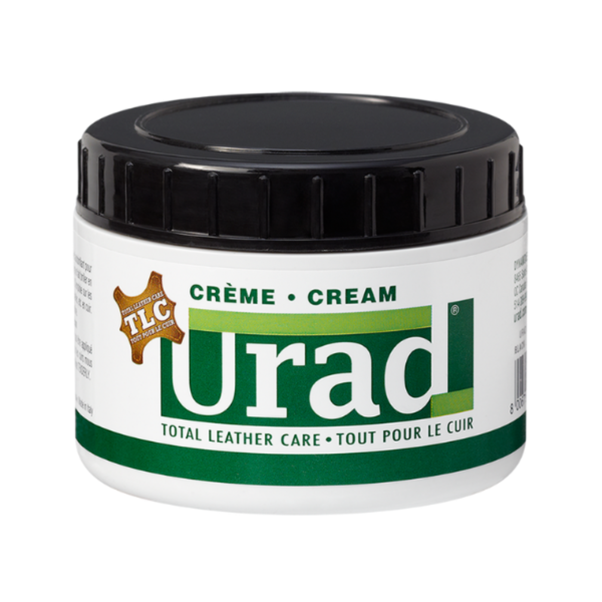 A container of Urad Total Leather Care boot polish cream.