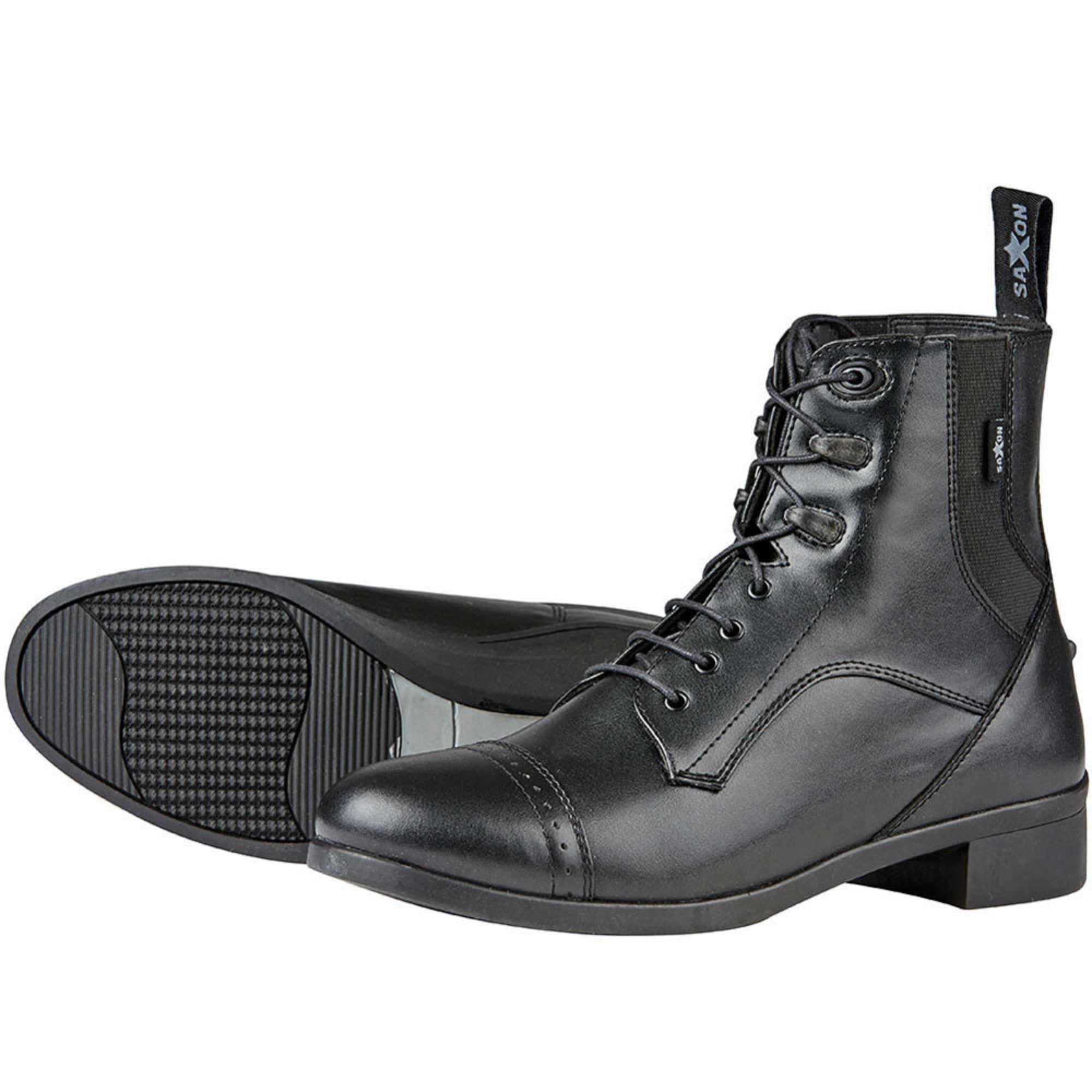 Saxon Syntovia Lace Paddock Boots in Black leather.