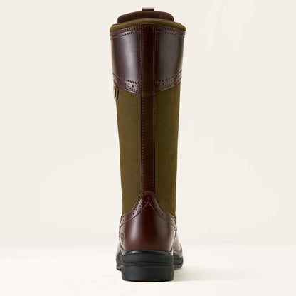 Ariat Wythburn II Waterproof brown and green riding boot  back on a white background