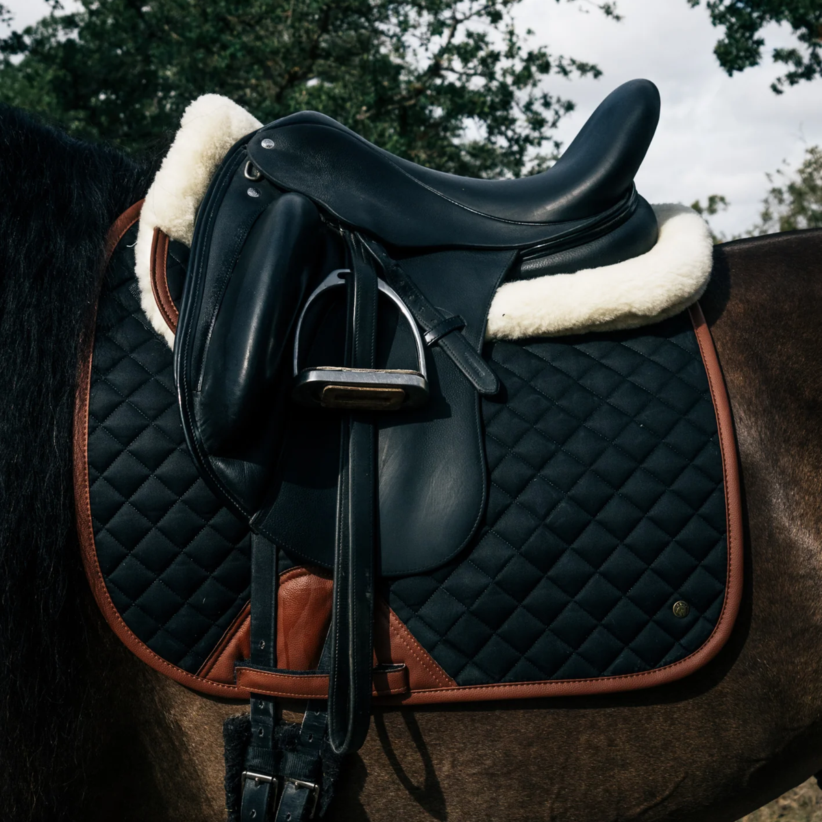 Sixteen Cypress Dressage Pad, Black &amp; Cognac