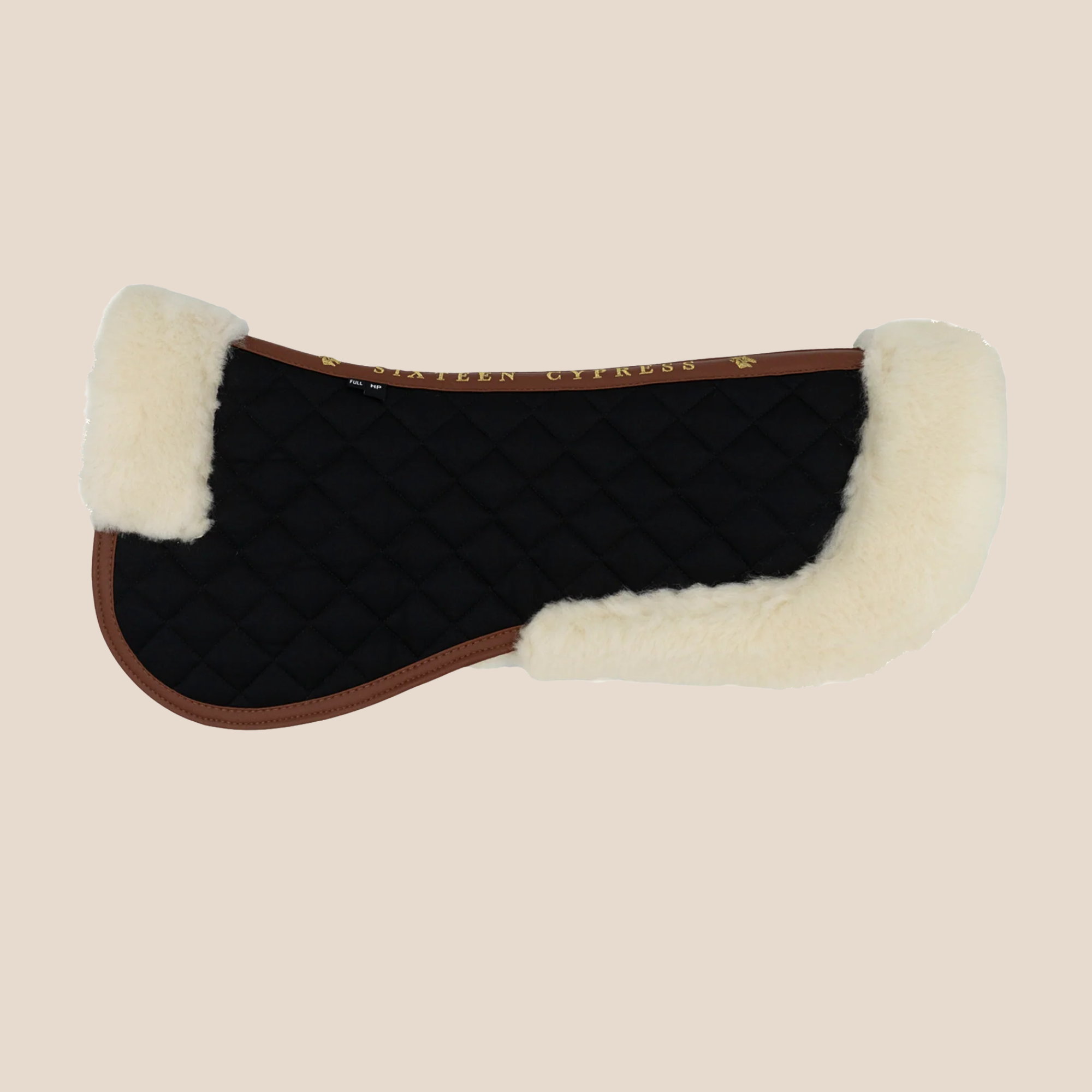 Sixteen Cypress Merino Wool Fleece Half Pad, Black &amp; Cognac