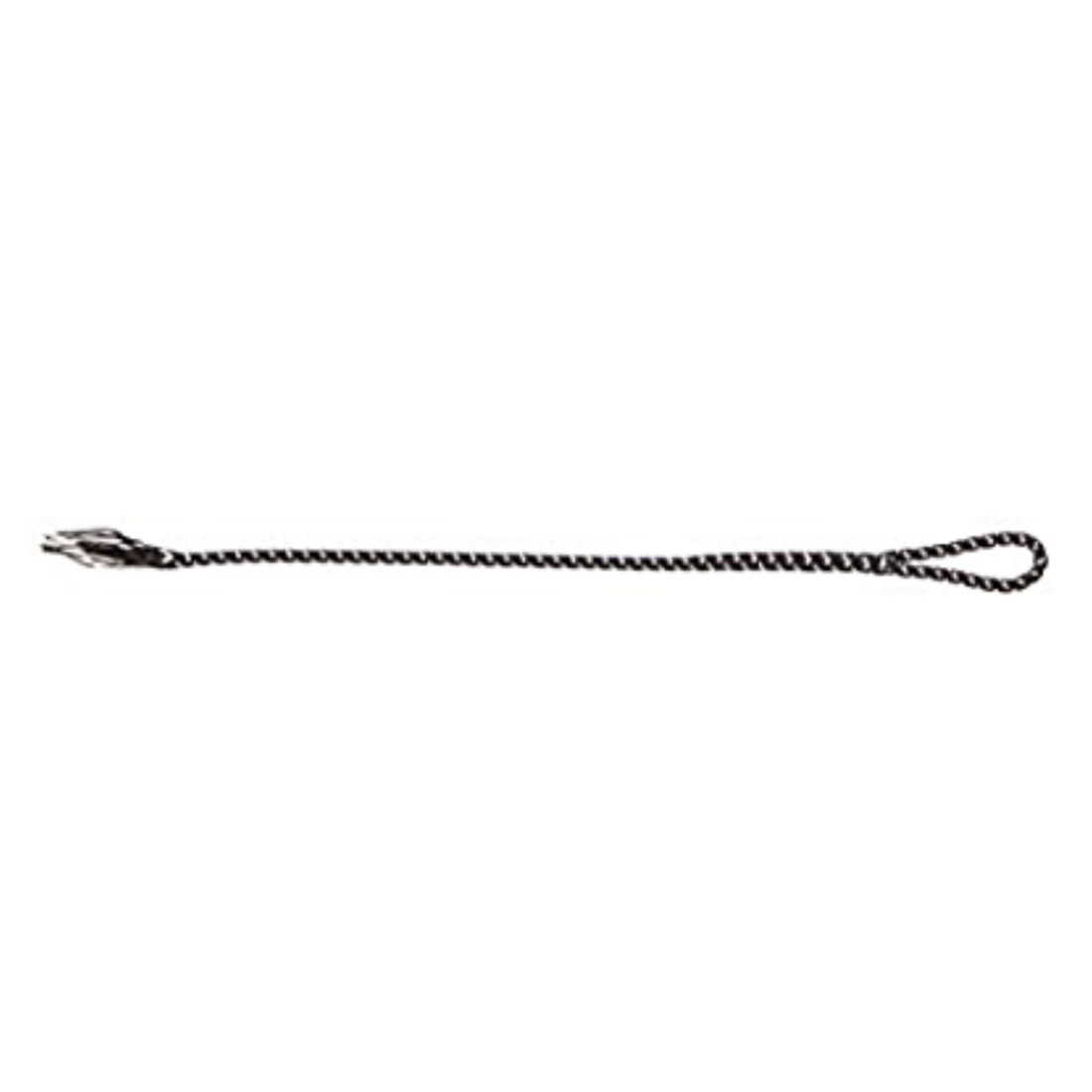 A 6-inch black and white replacement whip popper for equestrian use.
