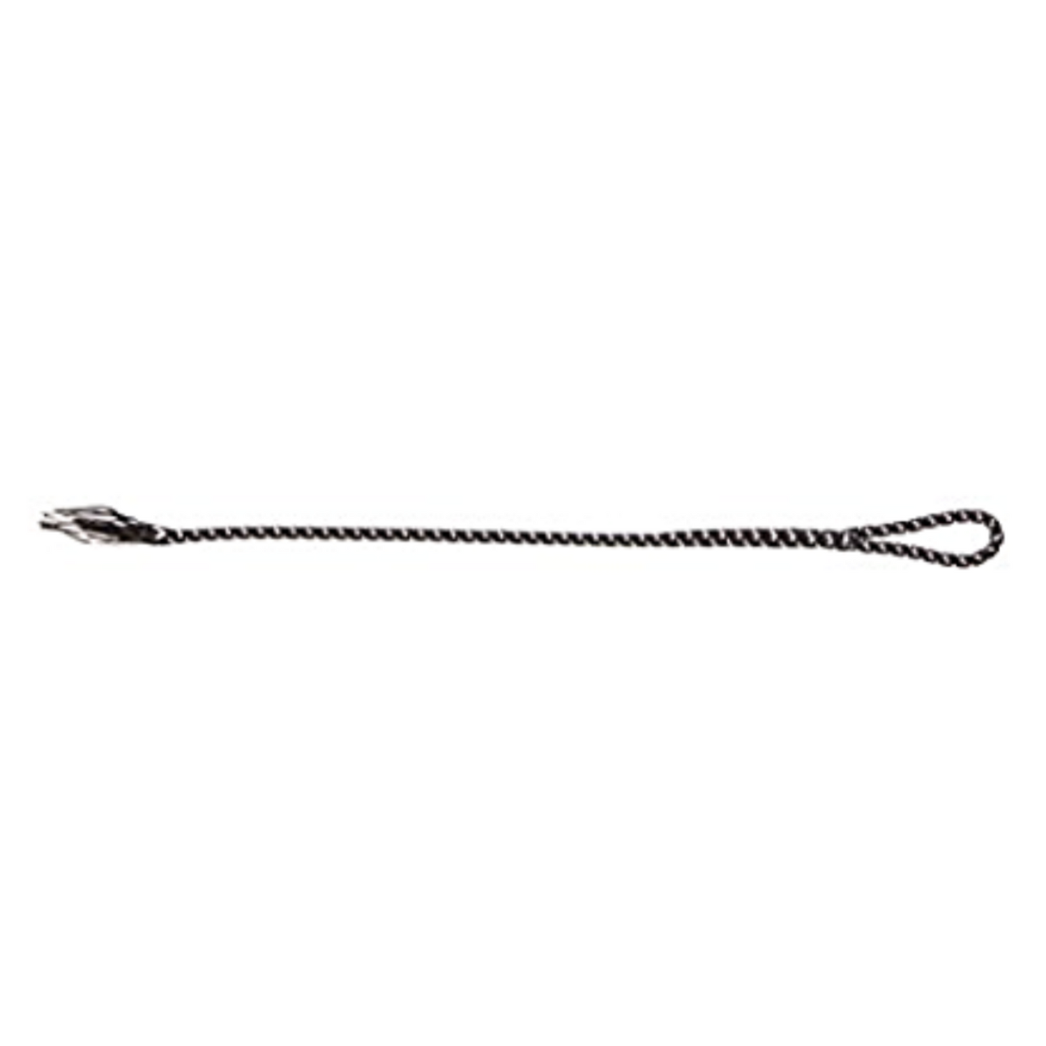 A 6-inch black and white replacement whip popper for equestrian use.