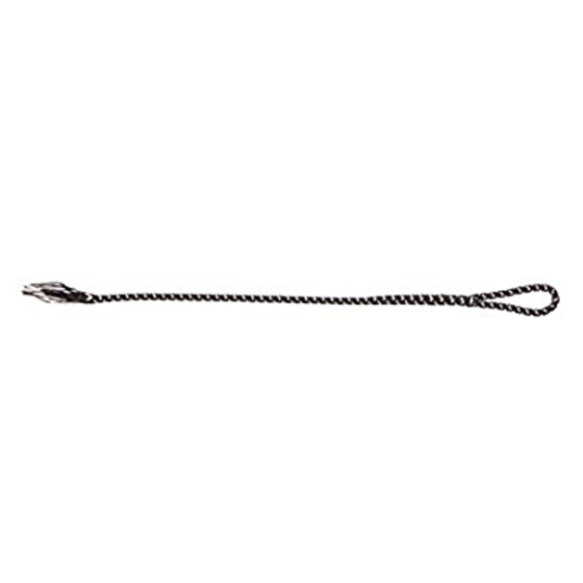 A 6-inch black and white replacement whip popper for equestrian use.