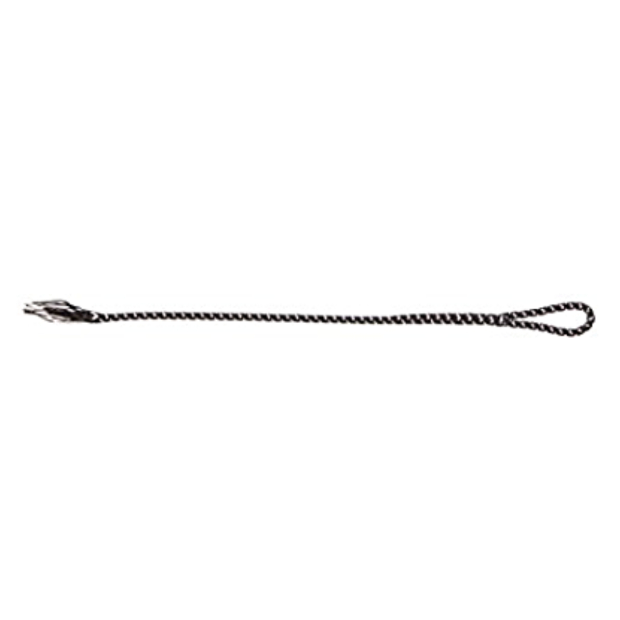 A 6-inch black and white replacement whip popper for equestrian use.