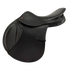 Black Albion Kontrol Flat Forward jump saddle, near side, on a light grey background.