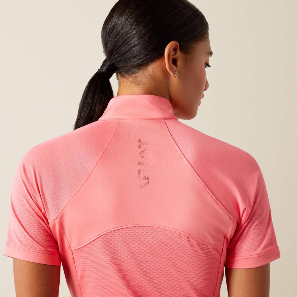 Ariat Soquel 1/4 Zip Short Sleeve Baselayer, Coral Paradise