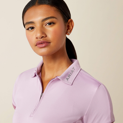 Ariat® Bandera 1/4 Zip Short Sleeve Polo, Lavender Mist