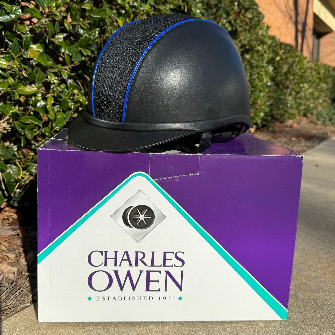 Charles Owen Ayr8 Plus Leather Look Helmet with Piping