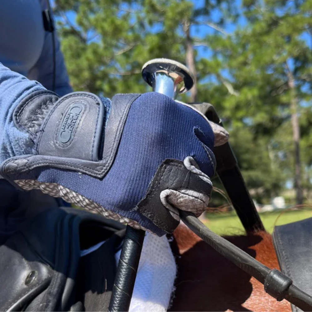 Correct Connect Oil-Tac CopperTech Leather Premium Riding Gloves Navy