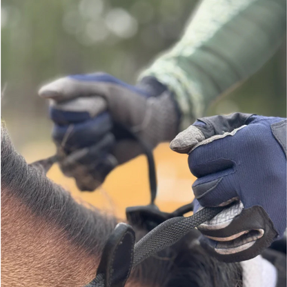 Correct Connect Oil-Tac CopperTech Leather Premium Riding Gloves, Navy