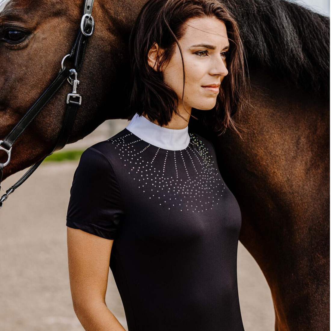 Equithème London Short Sleeve Competition Shirt, Black