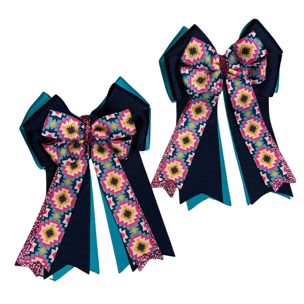 FabbyFab "Teal Aztec" Show Bows