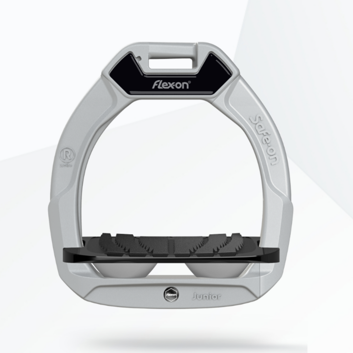 Flex-on Safe-On Junior Stirrups, Inclined Grip, Grey