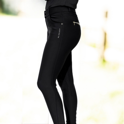 KL Select Gabrielle Full Seat Breeches Black/Black Patent Piping