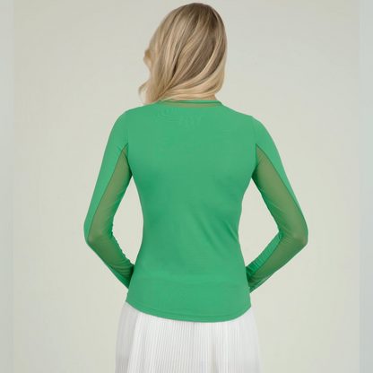 IBKUL Long Sleeve Crew Neck with Mesh, Green