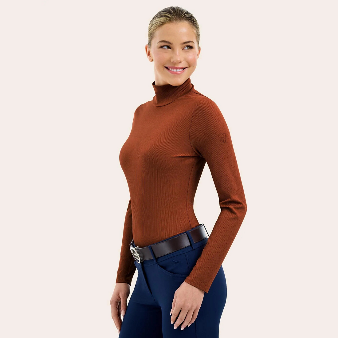 R.J. Classics Joelle Mock Neck Shirt, Baked Clay