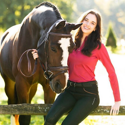 KL Select Gabrielle Knee Patch Breeches,  Black with Cognac Piping