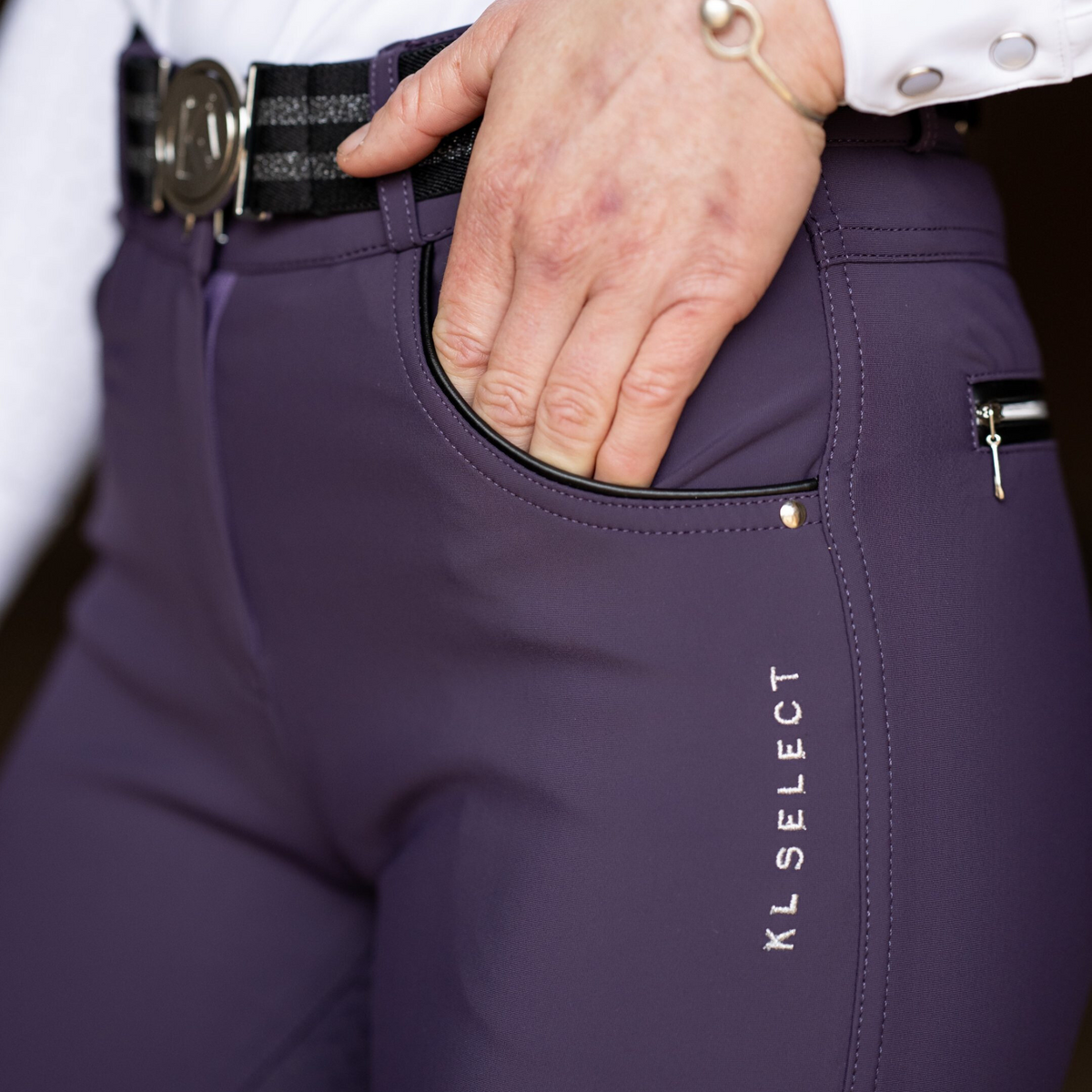 KL Select Gabrielle Full Seat Breeches, Blackberry/Black