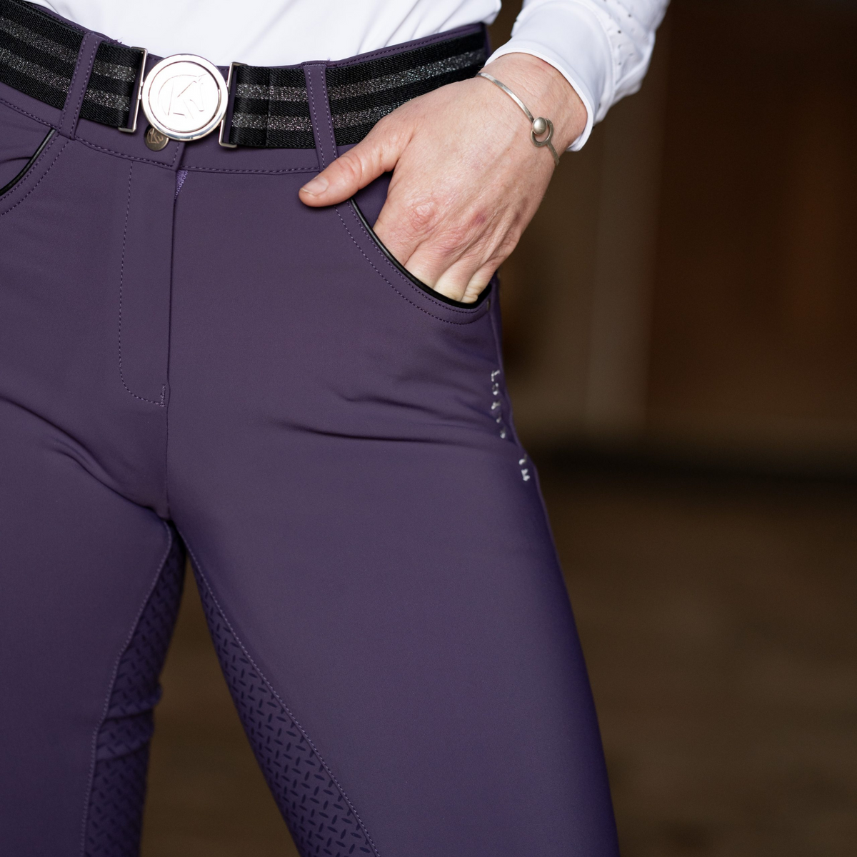 KL Select Gabrielle Full Seat Breeches, Blackberry/Black