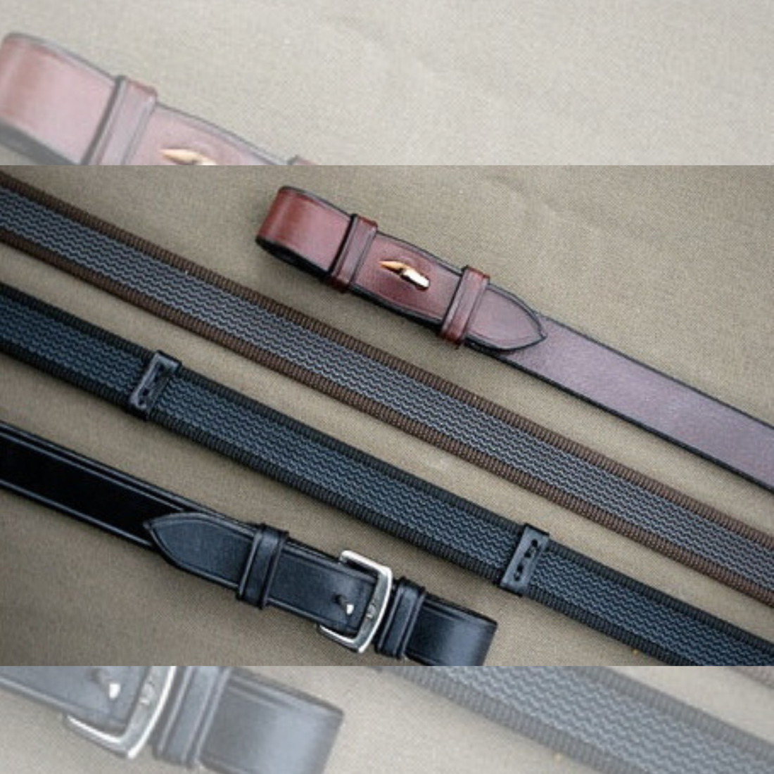 Close up of RedBarn Monkey Grip reins available in Black and Brown KL Select.