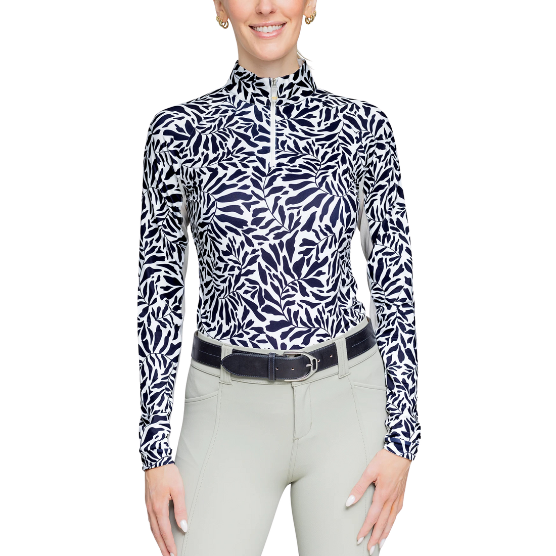 Kastel Black &amp; White Climbing Vine 1/4 Zip Long Sleeve Shirt