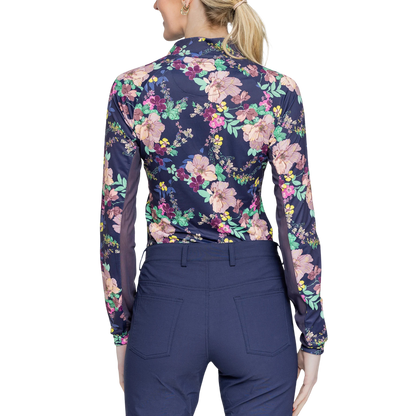 Kastel Navy Lush Garden 1/4 Zip Long Sleeve Shirt