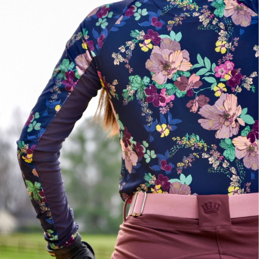 Kastel Navy Lush Garden 1/4 Zip Long Sleeve Shirt