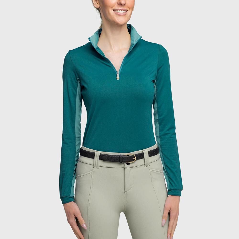 Kastel Teal 1/4 Zip Long Sleeve Shirt