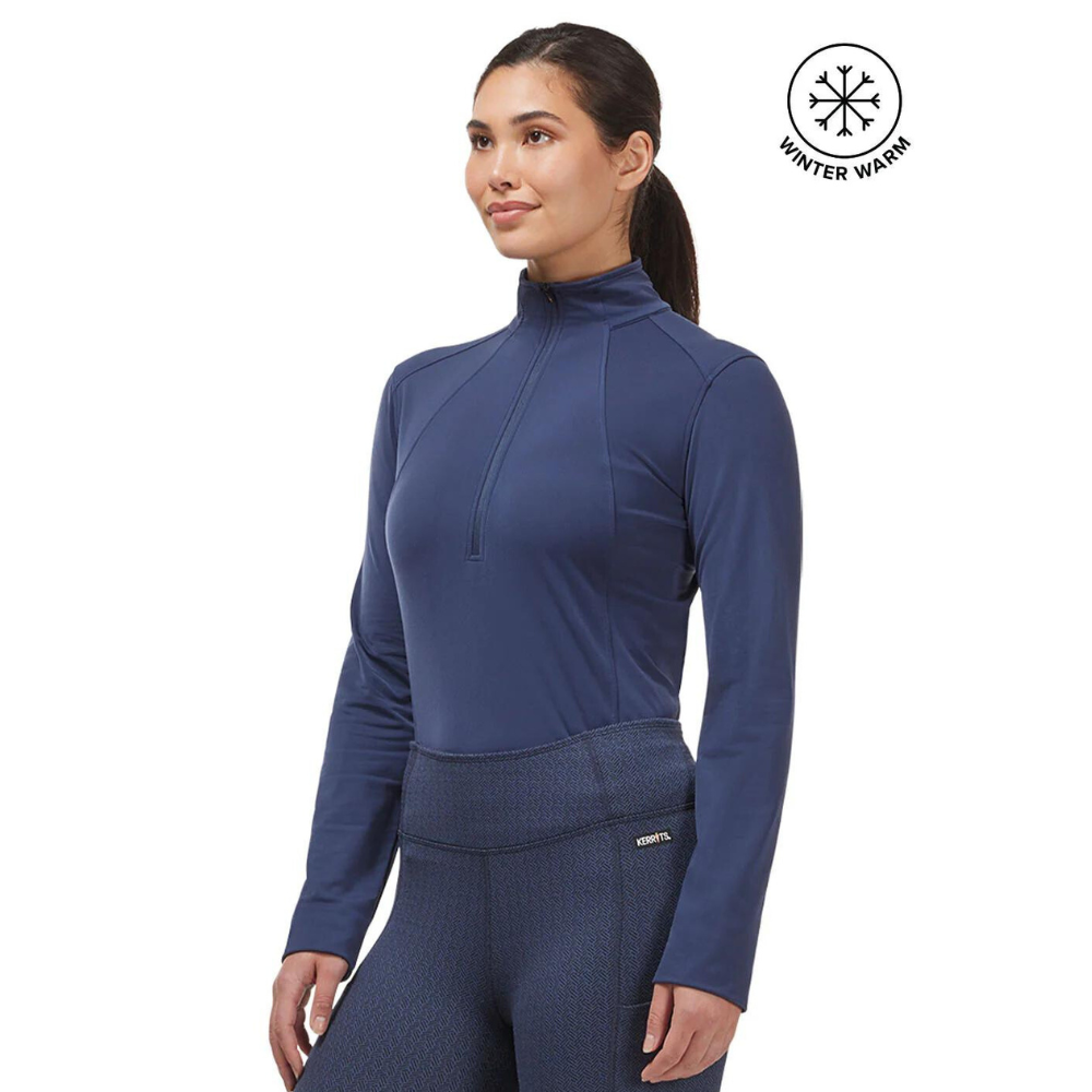 Kerrits In Stride Quarter Zip Fleece Tech Top, Nightsky on Model